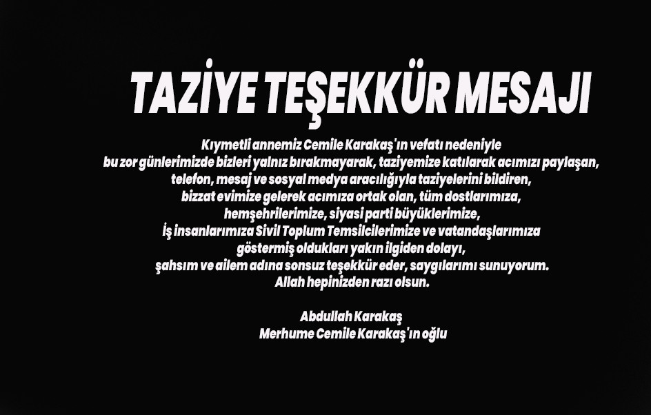 Taziye Teşekkür Mesajı